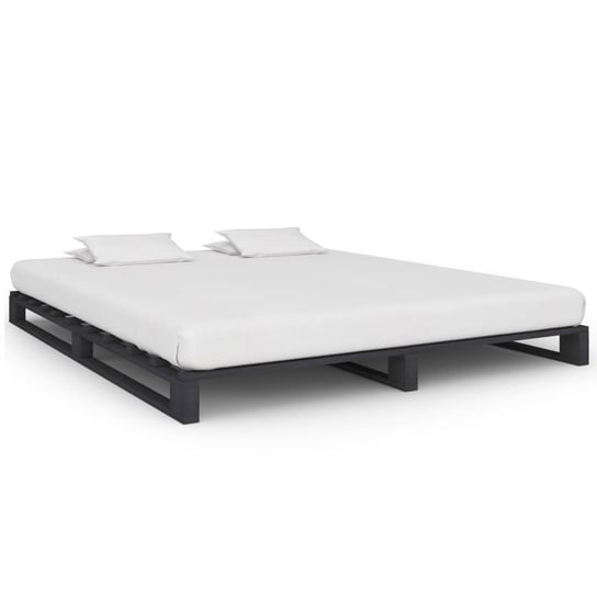 vidaXL Rama łóżka z palet, szara, lite drewno sosnowe, 160 x 200 cm vidaXL