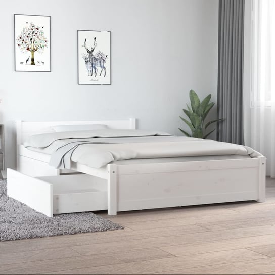 vidaXL Rama łóżka z szufladami, biała, 120x190 cm vidaXL