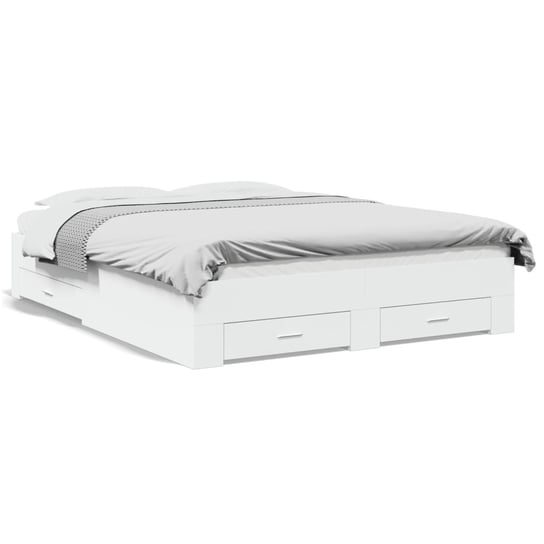 vidaXL Rama łóżka z szufladami, biała, 140x200 cm vidaXL