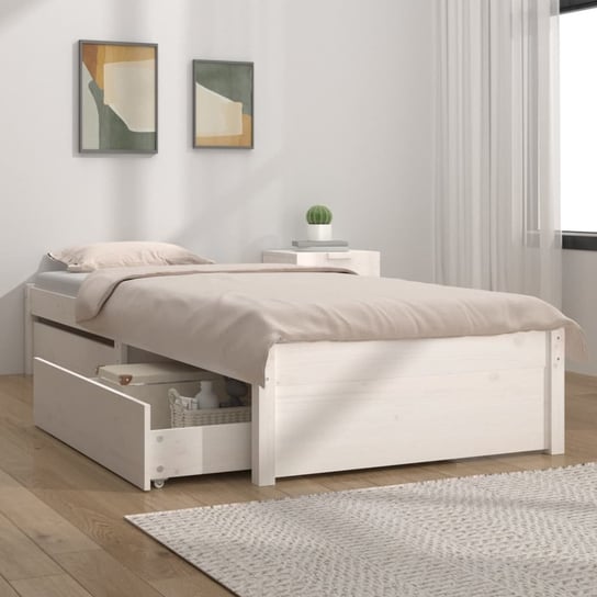 vidaXL Rama łóżka z szufladami, biała, 75x190 cm, pojedyncza vidaXL