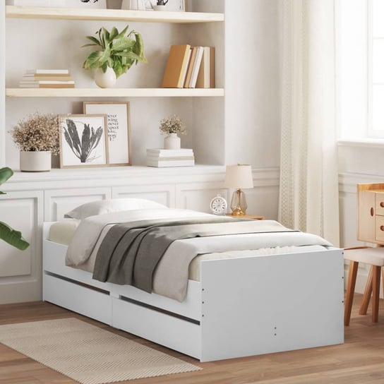 vidaXL Rama łóżka z szufladami, biała, 90x190 cm vidaXL