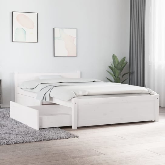 vidaXL Rama łóżka z szufladami, biała, 90x200 cm vidaXL