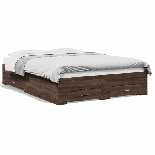 vidaXL Rama łóżka z szufladami, brązowy dąb, 120x190 cm vidaXL