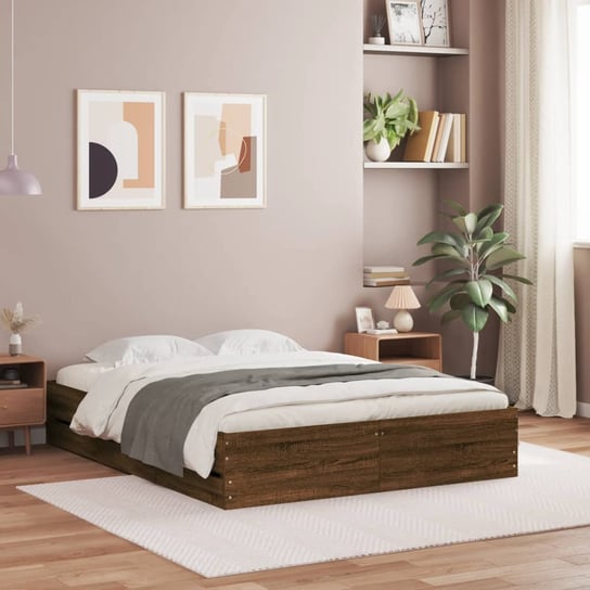vidaXL Rama łóżka z szufladami, brązowy dąb, 120x200 cm vidaXL