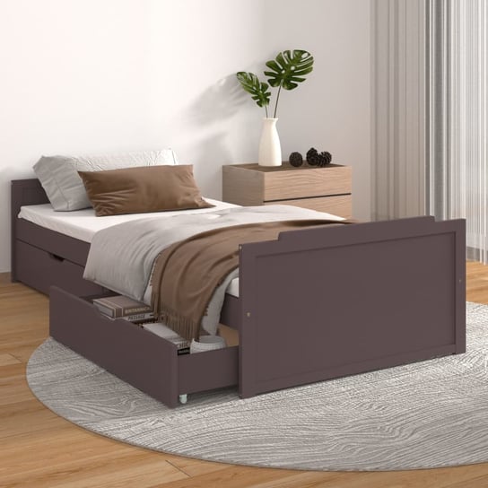vidaXL Rama łóżka z szufladami, ciemny brąz, sosnowa, 90 x 200 cm vidaXL