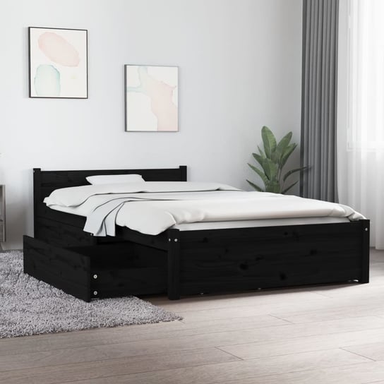 vidaXL Rama łóżka z szufladami, czarna, 100x200 cm vidaXL