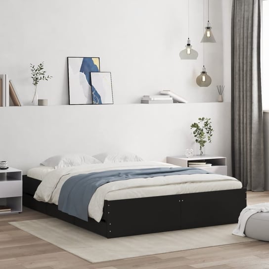 vidaXL Rama łóżka z szufladami, czarna, 140x190 cm vidaXL