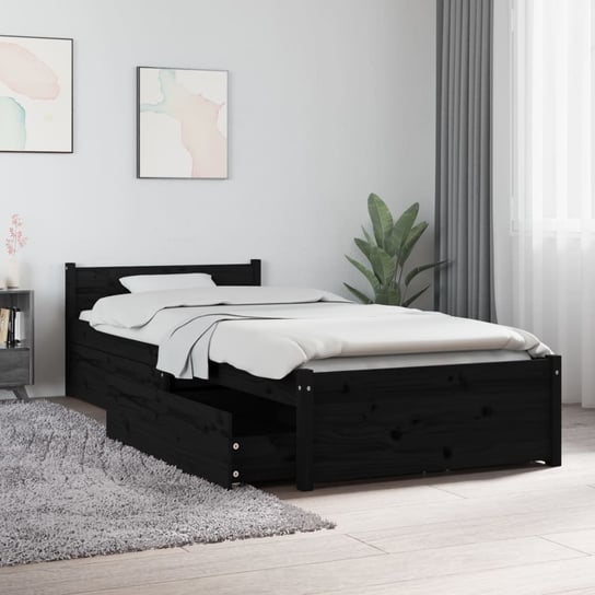 vidaXL Rama łóżka z szufladami, czarna, 75x190 cm, pojedyncza vidaXL