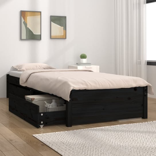 vidaXL Rama łóżka z szufladami, czarna, 75x190 cm, pojedyncza vidaXL