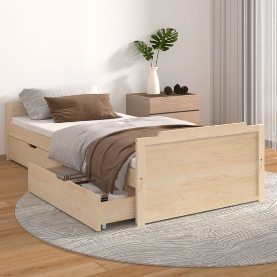 vidaXL Rama łóżka z szufladami, lite drewno sosnowe, 90 x 200 cm vidaXL