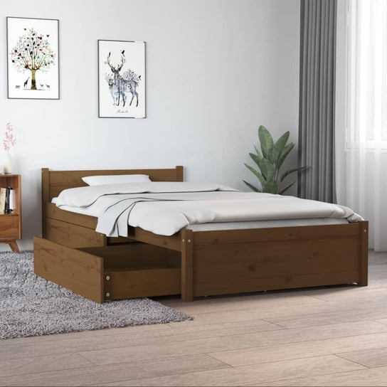 vidaXL Rama łóżka z szufladami, miodowy brąz, 90x190 cm, pojedyncza vidaXL