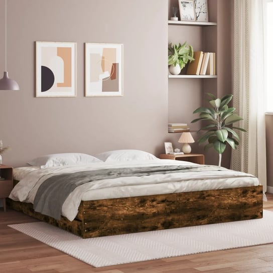vidaXL Rama łóżka z szufladami, przydymiony dąb, 160x200 cm vidaXL
