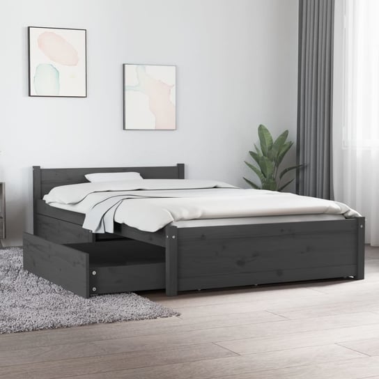 vidaXL Rama łóżka z szufladami, szara, 100x200 cm vidaXL