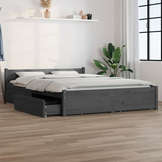 vidaXL Rama łóżka z szufladami, szara, 120x200 cm vidaXL