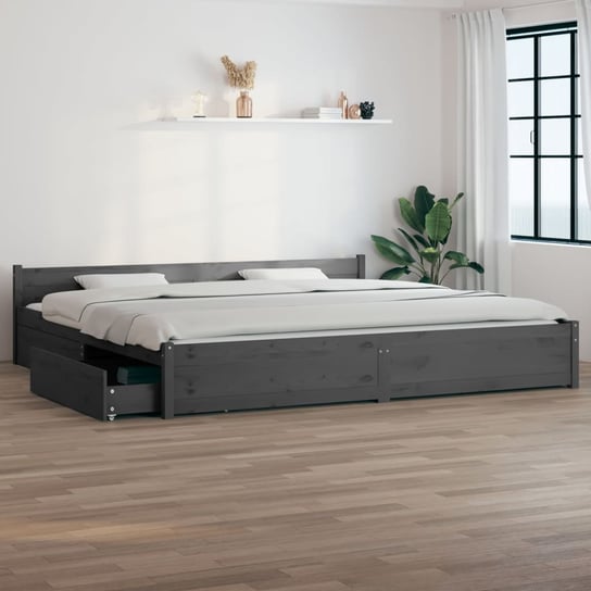 vidaXL Rama łóżka z szufladami, szara, 200x200 cm vidaXL