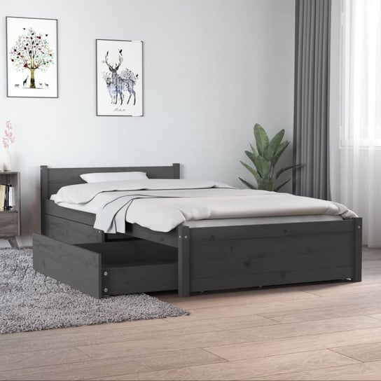 vidaXL Rama łóżka z szufladami, szara, 90x190 cm, pojedyncza vidaXL