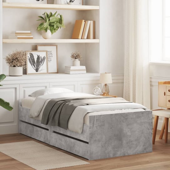 vidaXL Rama łóżka z szufladami, szarość betonu, 90x200 cm vidaXL