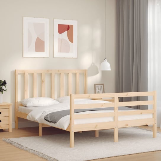 vidaXL Rama łóżka z wezgłowiem, 120x200 cm, lite drewno vidaXL