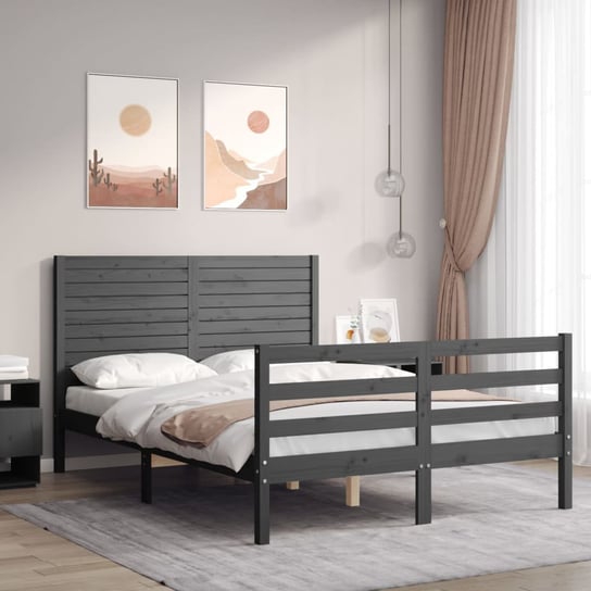 vidaXL Rama łóżka z wezgłowiem, 140x190 cm, lite drewno vidaXL