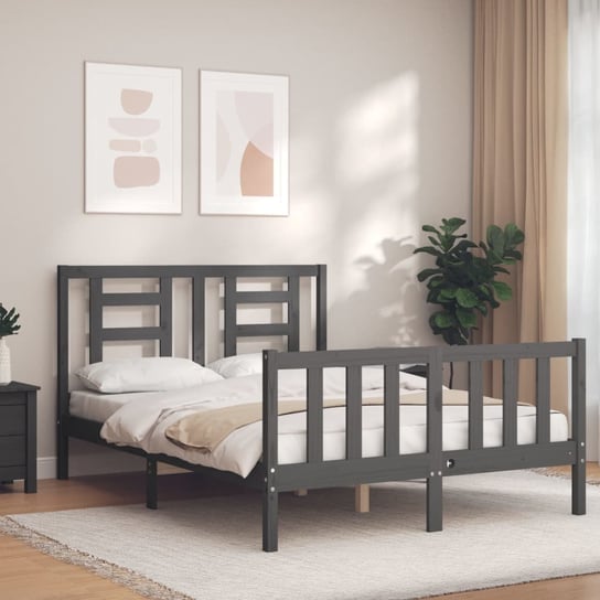 vidaXL Rama łóżka z wezgłowiem, 140x190 cm, lite drewno vidaXL