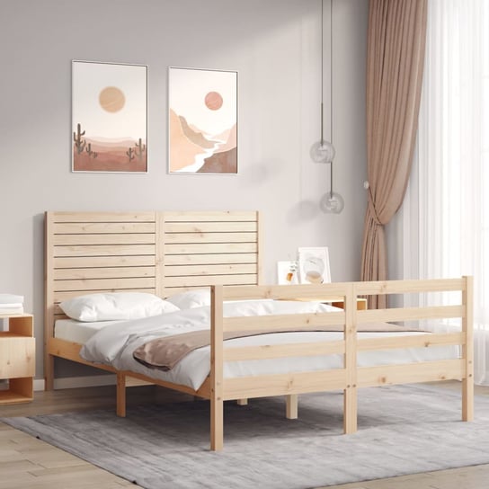 vidaXL Rama łóżka z wezgłowiem, 140x200 cm, lite drewno vidaXL