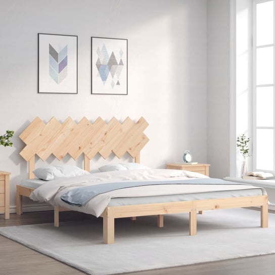 vidaXL Rama łóżka z wezgłowiem, 160x200 cm, lite drewno vidaXL