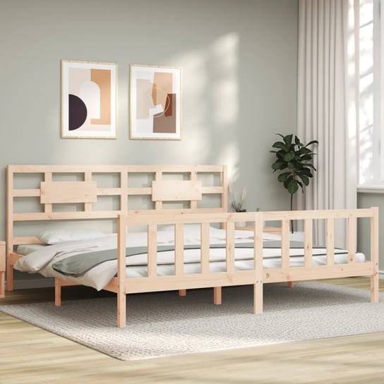 vidaXL Rama łóżka z wezgłowiem, 200x200 cm, lite drewno vidaXL