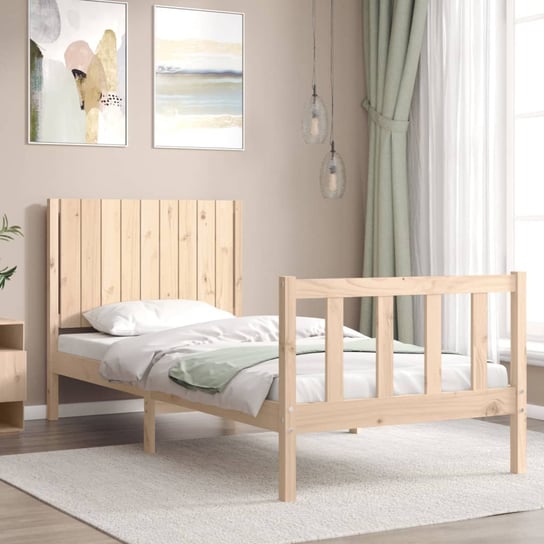 vidaXL Rama łóżka z wezgłowiem, 90x200 cm, lite drewno vidaXL