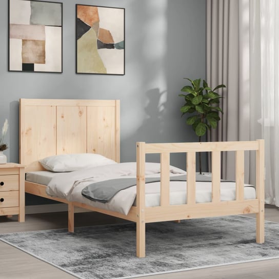 vidaXL Rama łóżka z wezgłowiem, 90x200 cm, lite drewno vidaXL