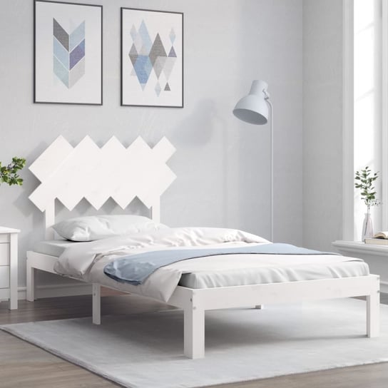 vidaXL Rama łóżka z wezgłowiem, biała, 100x200 cm, lite drewno vidaXL