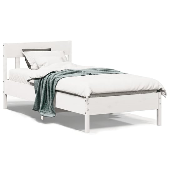 vidaXL Rama łóżka z wezgłowiem, biała, 100x200 cm, lite drewno sosnowe vidaXL