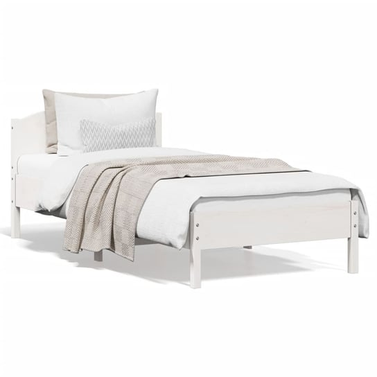 vidaXL Rama łóżka z wezgłowiem, biała, 100x200 cm, lite drewno sosnowe vidaXL