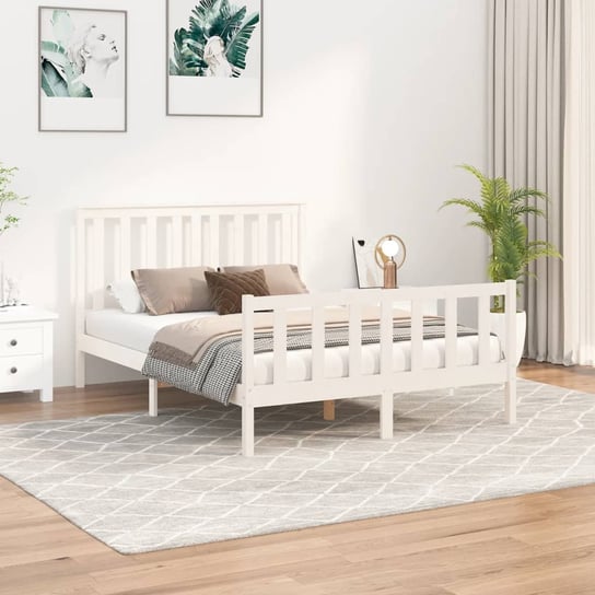 vidaXL Rama łóżka z wezgłowiem, biała, 120x200 cm, lite drewno sosnowe vidaXL