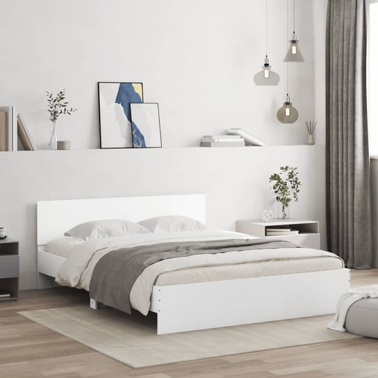 vidaXL Rama łóżka z wezgłowiem, biała, 140x190 cm vidaXL