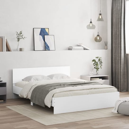 vidaXL Rama łóżka z wezgłowiem, biała, 140x200 cm vidaXL