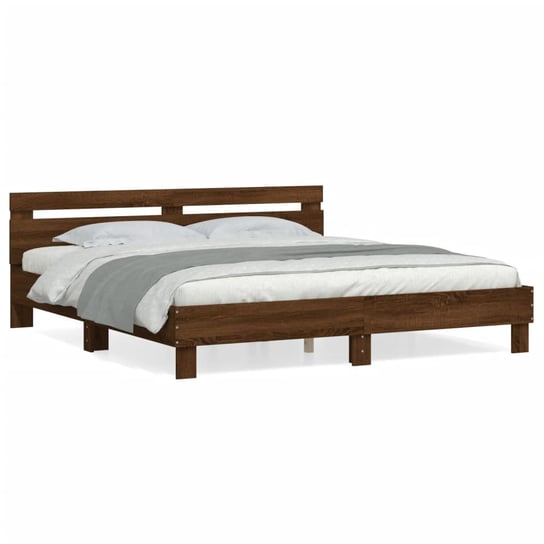 vidaXL Rama łóżka z wezgłowiem, brązowy dąb, 200x200 cm vidaXL