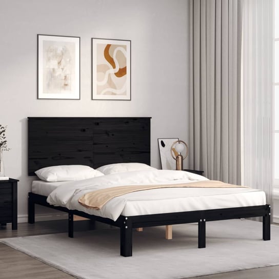 vidaXL Rama łóżka z wezgłowiem, czarna, 120x200 cm, lite drewno vidaXL