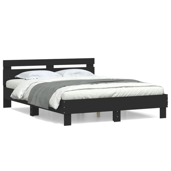vidaXL Rama łóżka z wezgłowiem, czarna, 140x200 cm vidaXL