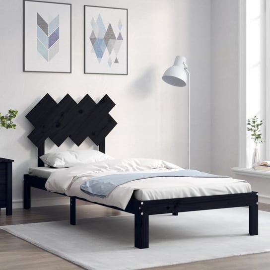 vidaXL Rama łóżka z wezgłowiem, czarna, 90x200 cm, lite drewno vidaXL