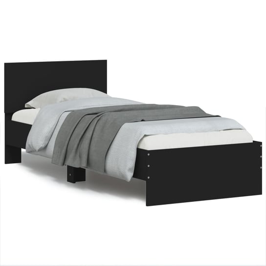 vidaXL Rama łóżka z wezgłowiem i LED, czarna, 90x190 cm vidaXL