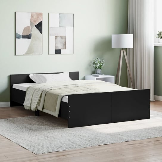 vidaXL Rama łóżka z wezgłowiem i zanóżkiem, czarna, 120x190 cm vidaXL