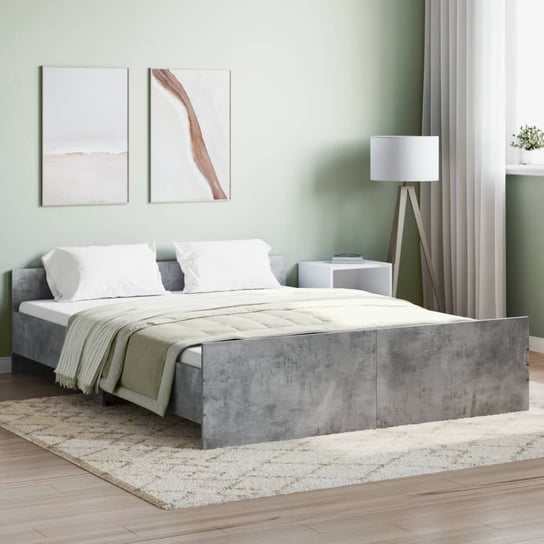 vidaXL Rama łóżka z wezgłowiem i zanóżkiem, szarość betonu, 140x200 cm vidaXL