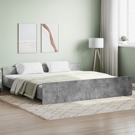 vidaXL Rama łóżka z wezgłowiem i zanóżkiem, szarość betonu, 200x200 cm vidaXL