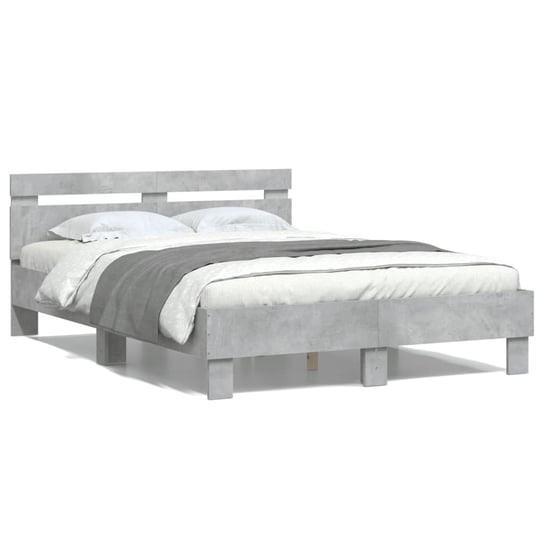 vidaXL Rama łóżka z wezgłowiem, szarość betonu, 120x200 cm vidaXL