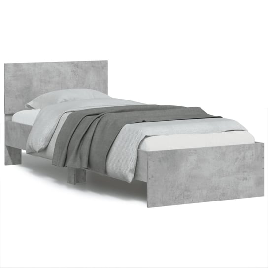 vidaXL Rama łóżka z wezgłowiem, szarość betonu, 90x190 cm vidaXL