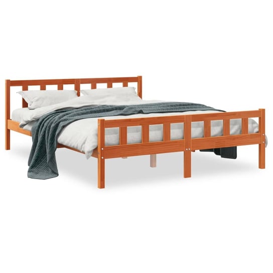 vidaXL Rama łóżka z wezgłowiem, woskowy brąz, 150x200 cm, sosnowa vidaXL