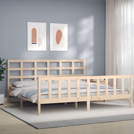 vidaXL Rama łóżka z zagłówkiem, 180x200 cm, drewniana vidaXL