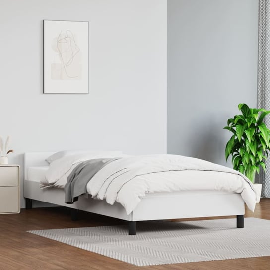 vidaXL Rama łóżka z zagłówkiem, biała, 100x200cm, obite sztuczną skórą vidaXL