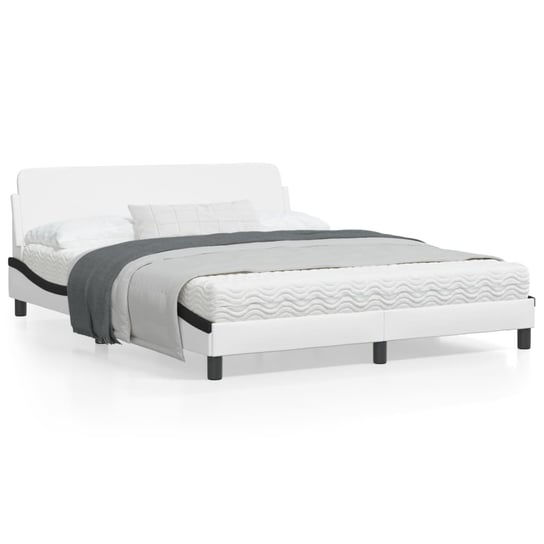 vidaXL Rama łóżka z zagłówkiem, biało-czarna, 160x200 cm, ekoskóra vidaXL