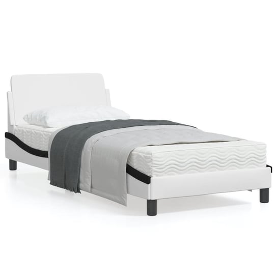 vidaXL Rama łóżka z zagłówkiem, biało-czarna, 90x200cm, sztuczna skóra vidaXL